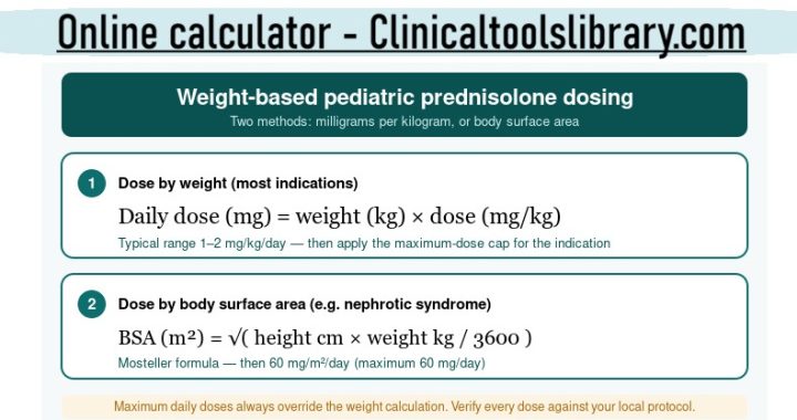 pediatric prednisolone dose calculator formula